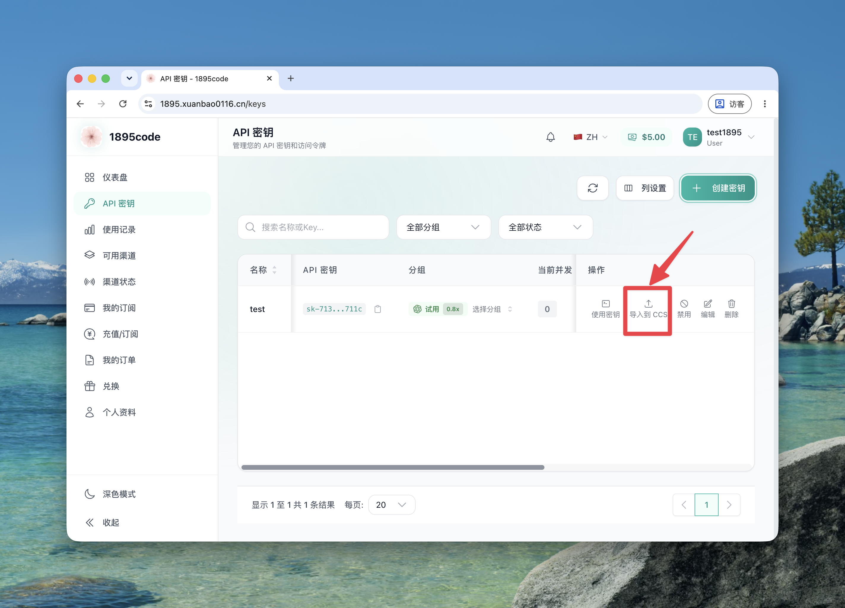 创建 API 后点击导入到 CCS